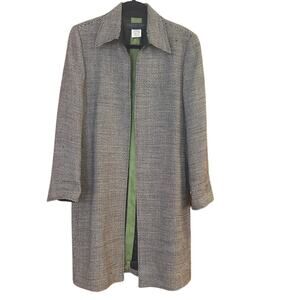 Harve Benard black tweed wool open cardigan trench topcoat SIZE 10